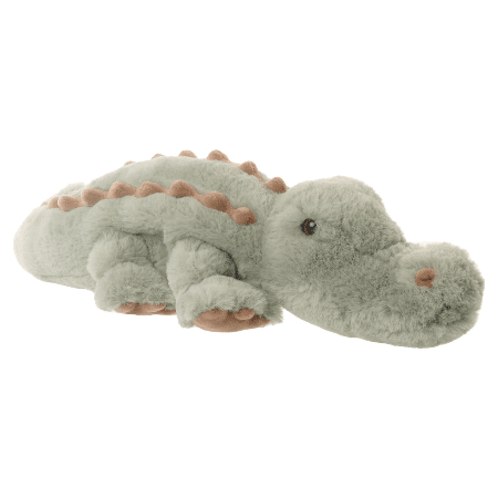 Bukowski Bears Maximus stuffed animal; pale sage green crocodile with peach spikes, soft plush.