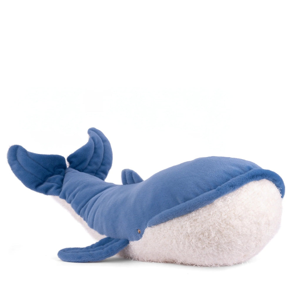Bukowski Bears The Great Olympus stuffed animal, blue whale plush with white belly, soft and cuddly.
