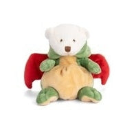 Bukowski Bears Ziggy Dragon stuffed animal: white bear with red wings and green paws in a yellow dress.