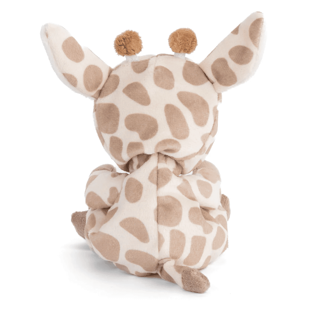 Bukowski Bears Ziggy Giraffe plush toy, soft tan spotted giraffe sitting with ears visible, back view.