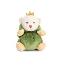 Bukowski Bears Ziggy Prince Charles stuffed animal, white bear in green robe and gold crown, seated proudly.