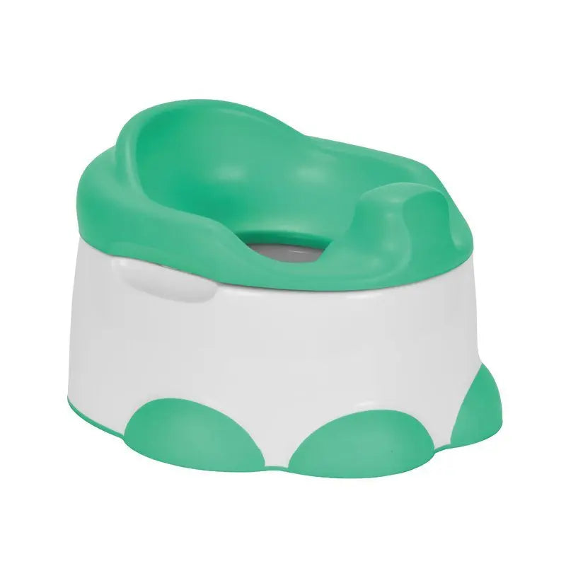 Bumbo Step 'N Potty toddler potty chair in green and white with a contoured, kid-friendly seat