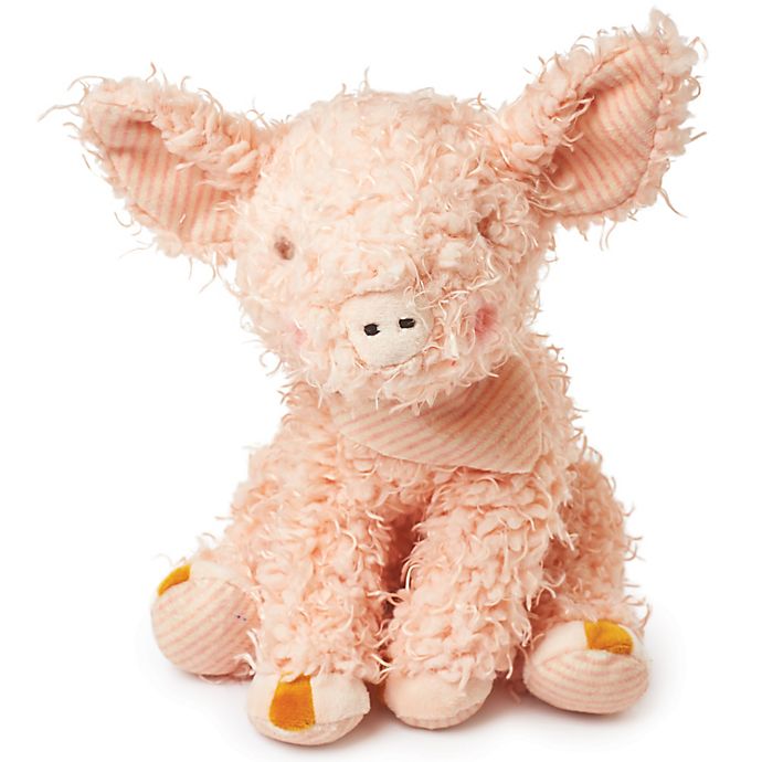 Bunnies By The Bay Hammie 13-inch plush bunny with pink fuzzy fur and striped ears