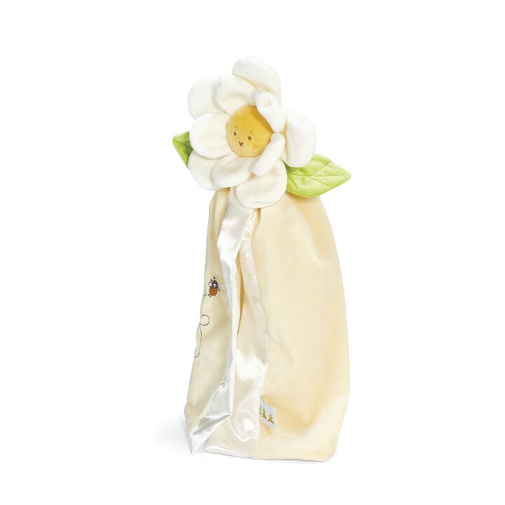 Bunnies By The Bay 16 in Daisy Buddy Blanket plush with cream satin blanket and large daisy flower
