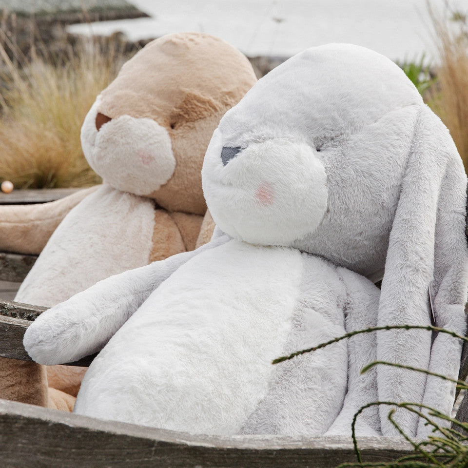 Bunnies By The Bay Grand Nibble Bunny plush set, 2 gray and beige stuffed animals