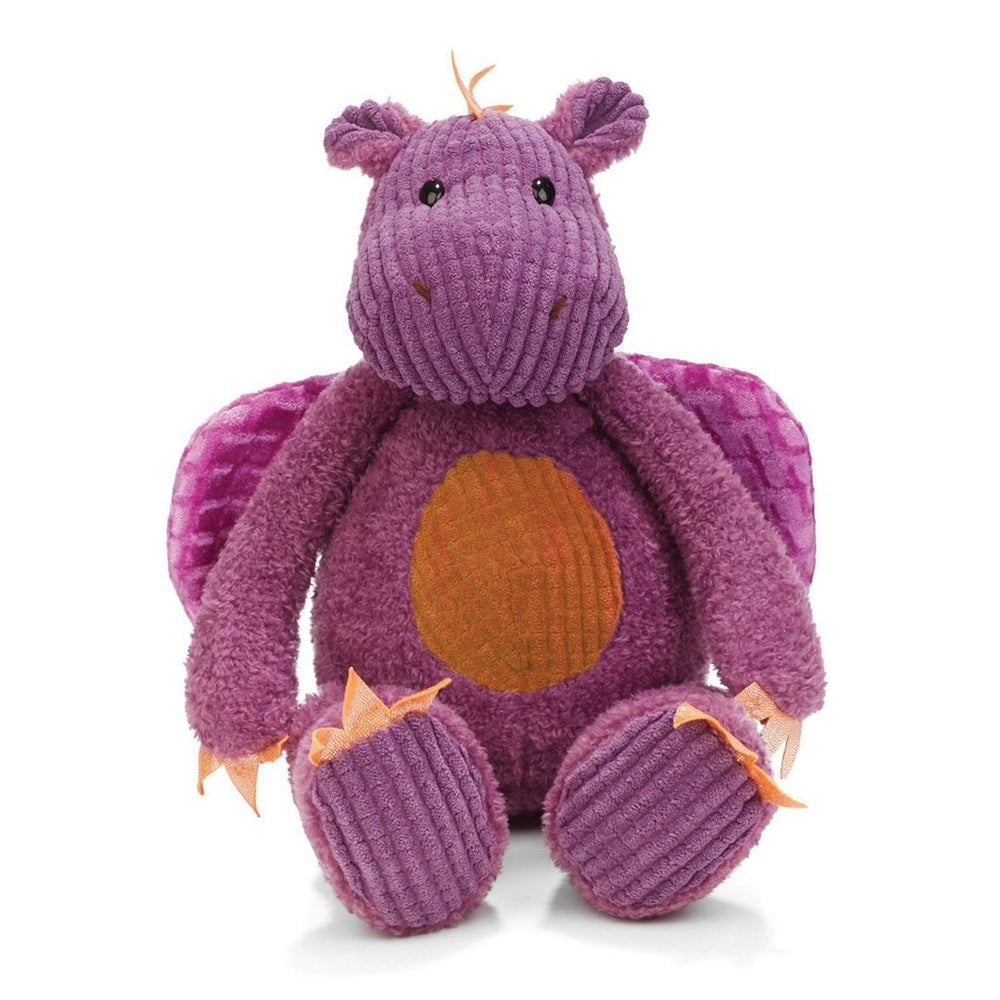 Bunnies By The Bay Dunkin the Dragon plush toy, purple corduroy with orange belly