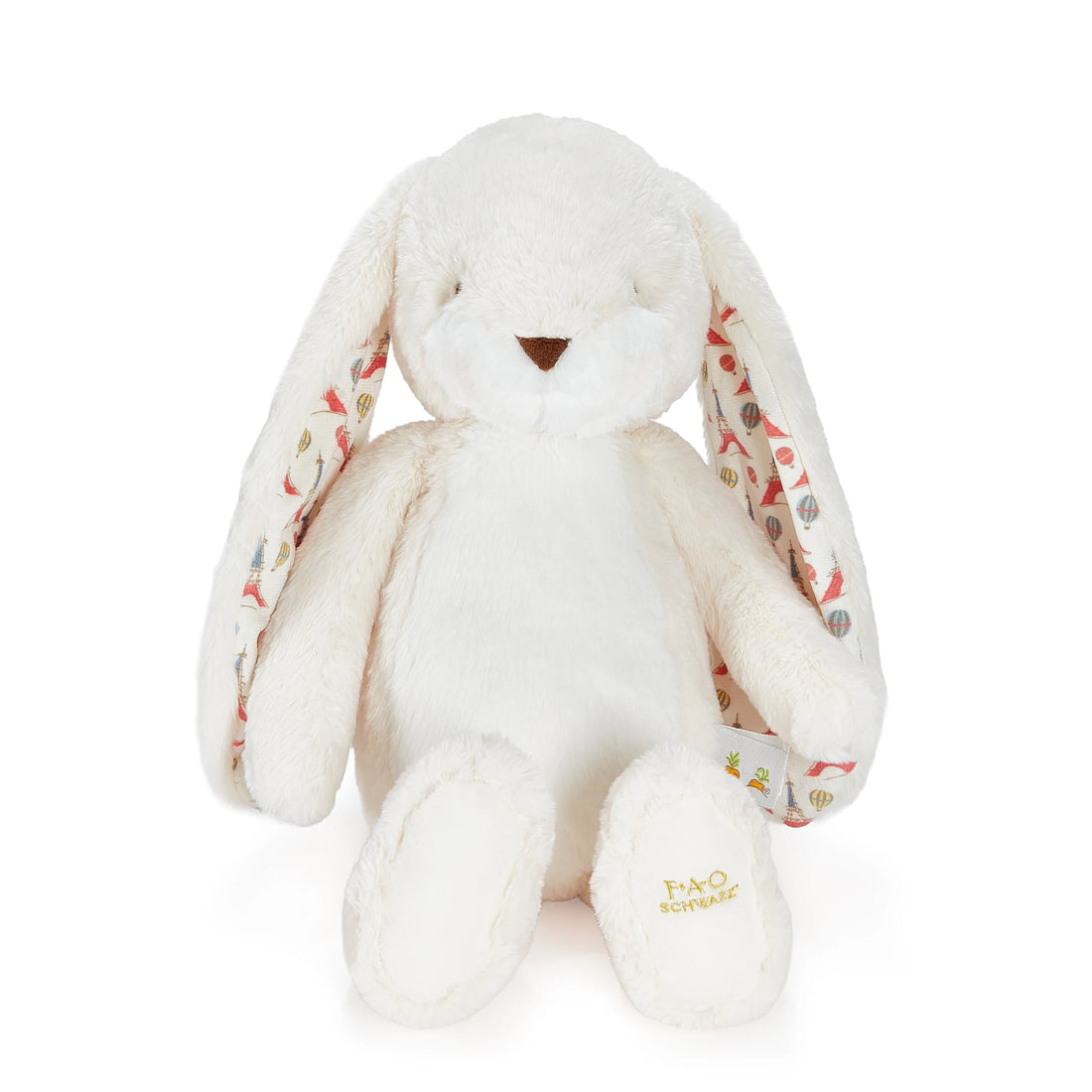 Bunnies By The Bay FAO Schwarz City of Love Sweet Nibble Bunny 16", alternate front view with Paris-print ears
