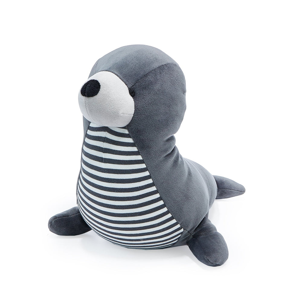 Seamore Seal plush by Bunnies By The Bay, gray with a striped light-blue belly