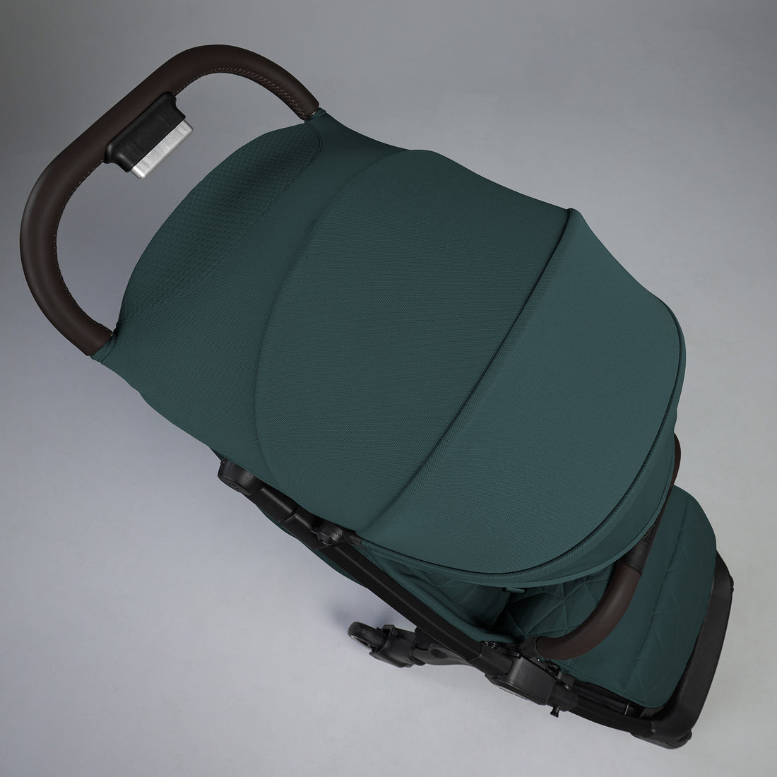 Silver Cross Clic stroller in Conifer with extended canopy viewed from above