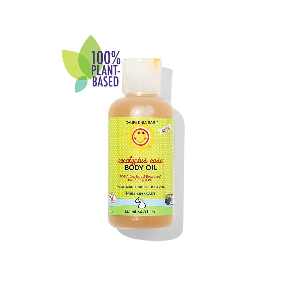 California Baby Eucalyptus Ease Body Oil, 4.5 oz (133 ml), 100% plant-based skin care.