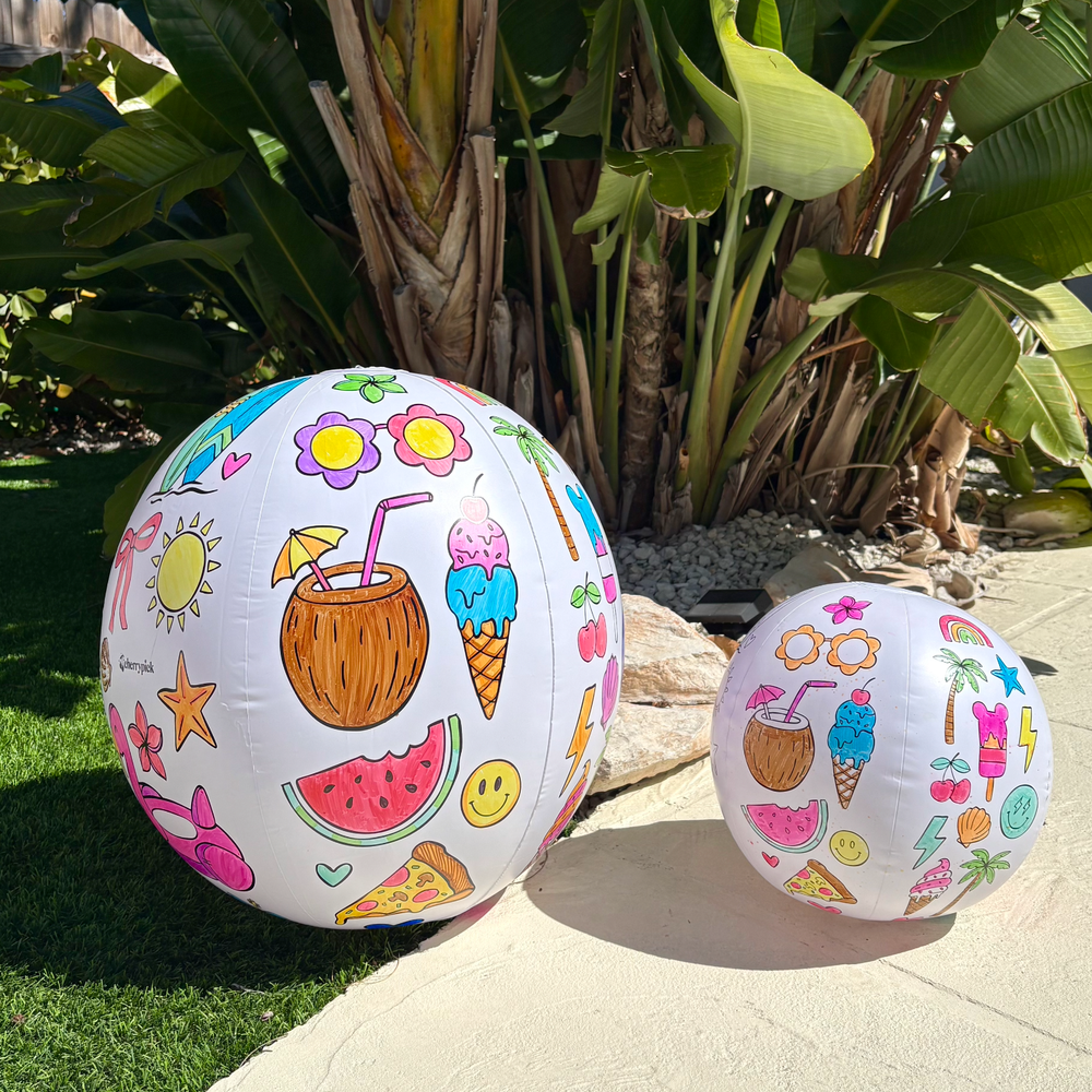 Cherrypick Design Your Own Beach Ball Kit completed colourful balls