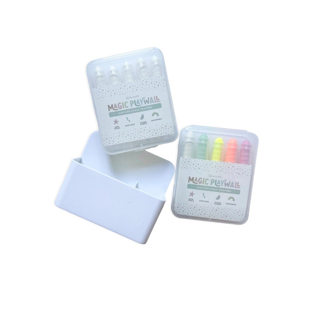 Cherrypick Dustless Chalk Crayons + Magnetic Holder Bundle for Magic Playwall