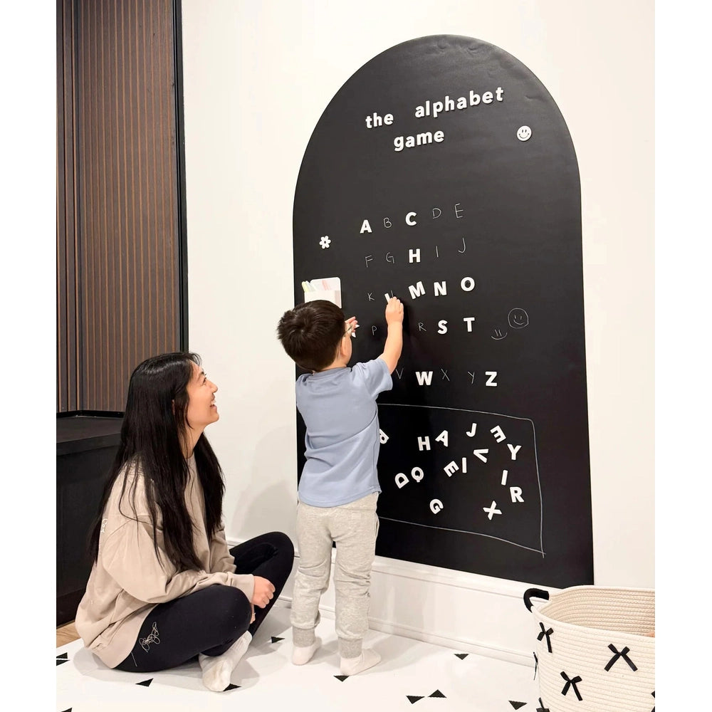 Cherrypick Jumbo Magic Playwall Arch Magnetic Wall Decal in Black Chalkboard with Alphabet Letters