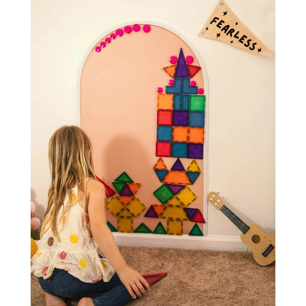 Cherrypick Magic Playwall Arch Magnetic Wall Decal in Pink with Multicolor Tiles