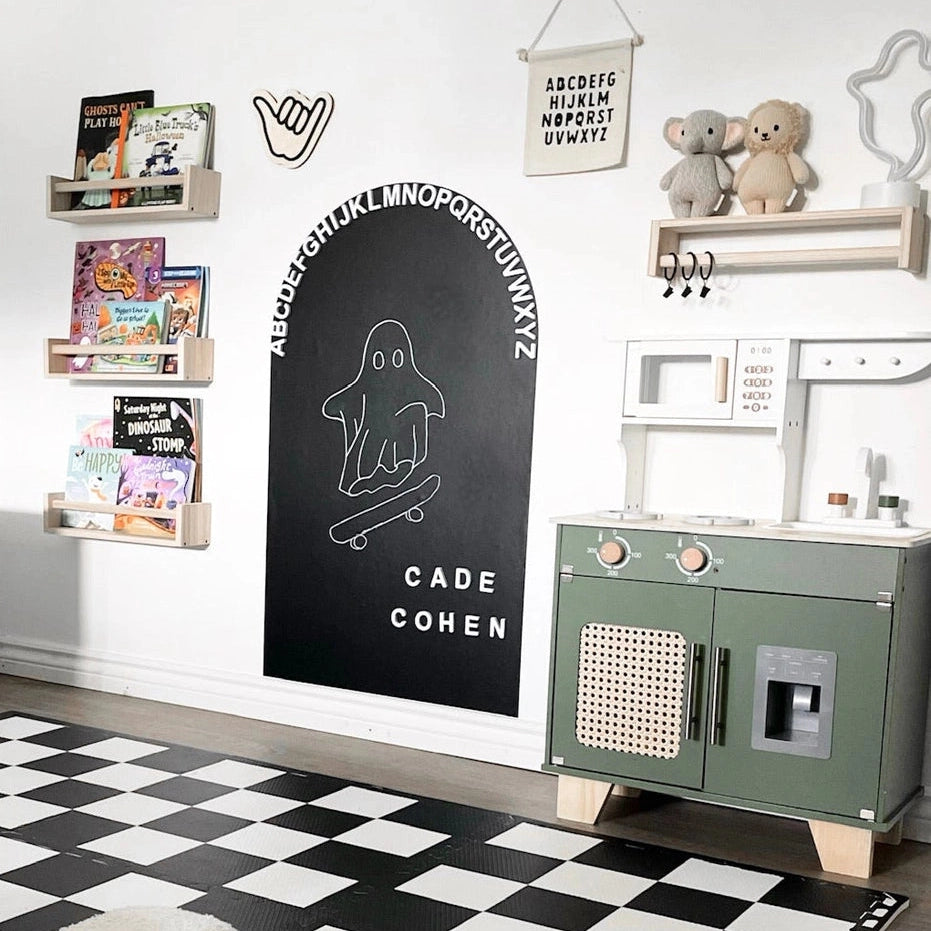 Cherrypick Magic Playwall Arch Magnetic Wall Decal For Kids in Black Chalkboard with Alphabet Border