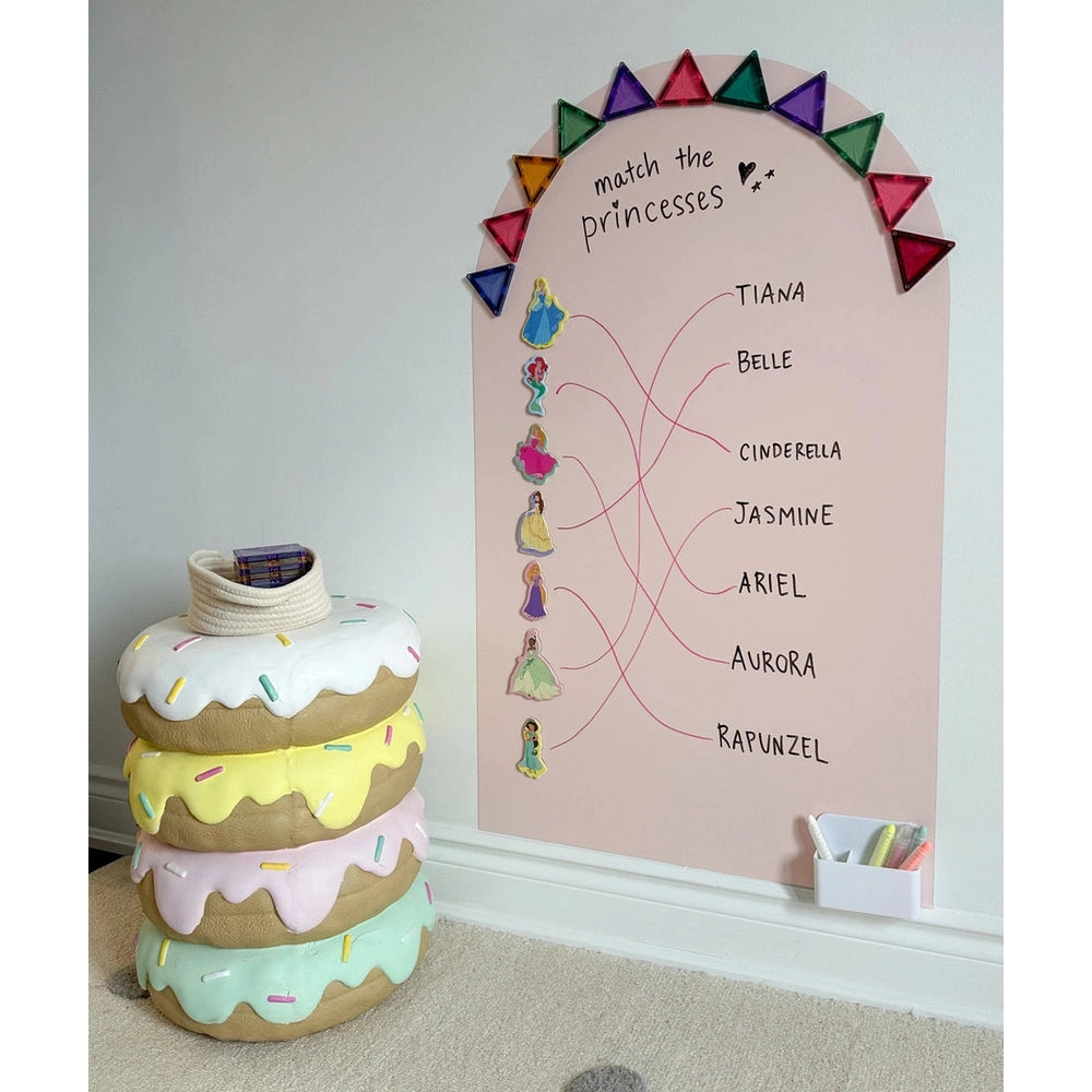 Cherrypick Magic Playwall Arch Magnetic Wall Decal in Pink Arch with Princess Names and Connecting Lines