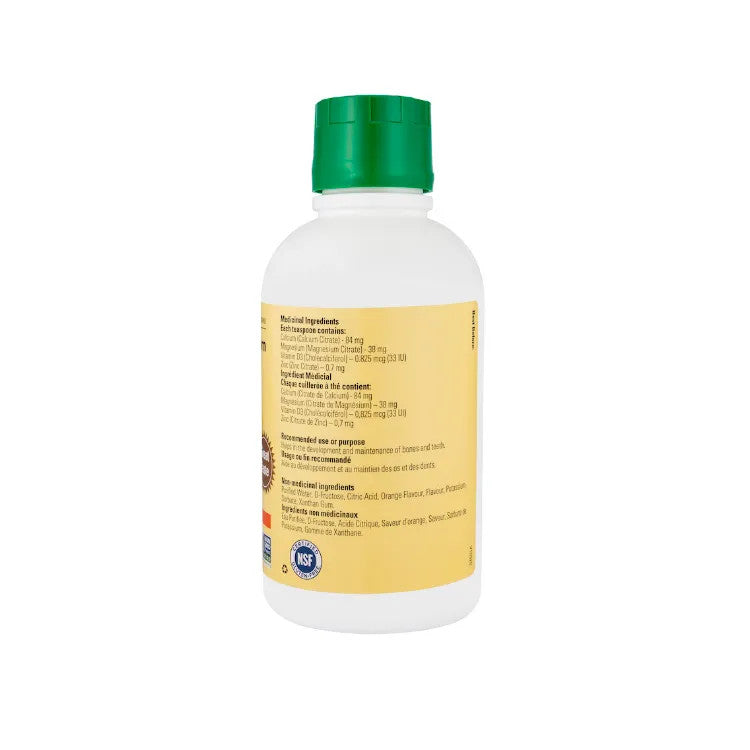 ChildLife Liquid Calcium with Magnesium bottle, white container, green cap and yellow label, CHILDLIFE health supplement