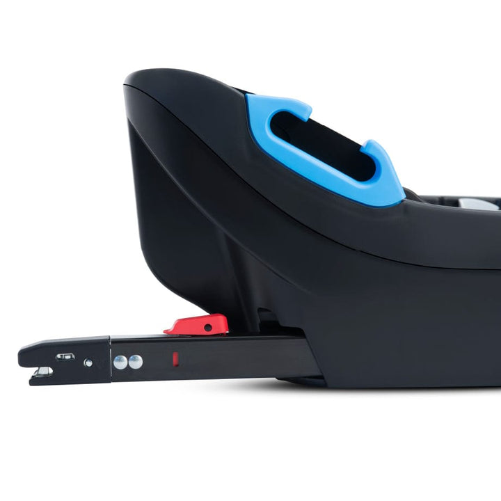 Clek Liing infant car seat base in black with blue handle and red release lever for easy car-to-car transfers