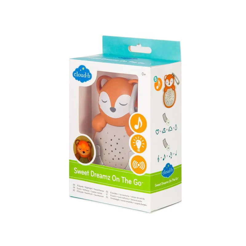 Cloud B Sweet Dreamz On The Go Fox sleep aid toy, orange fox with starry shell and soft features