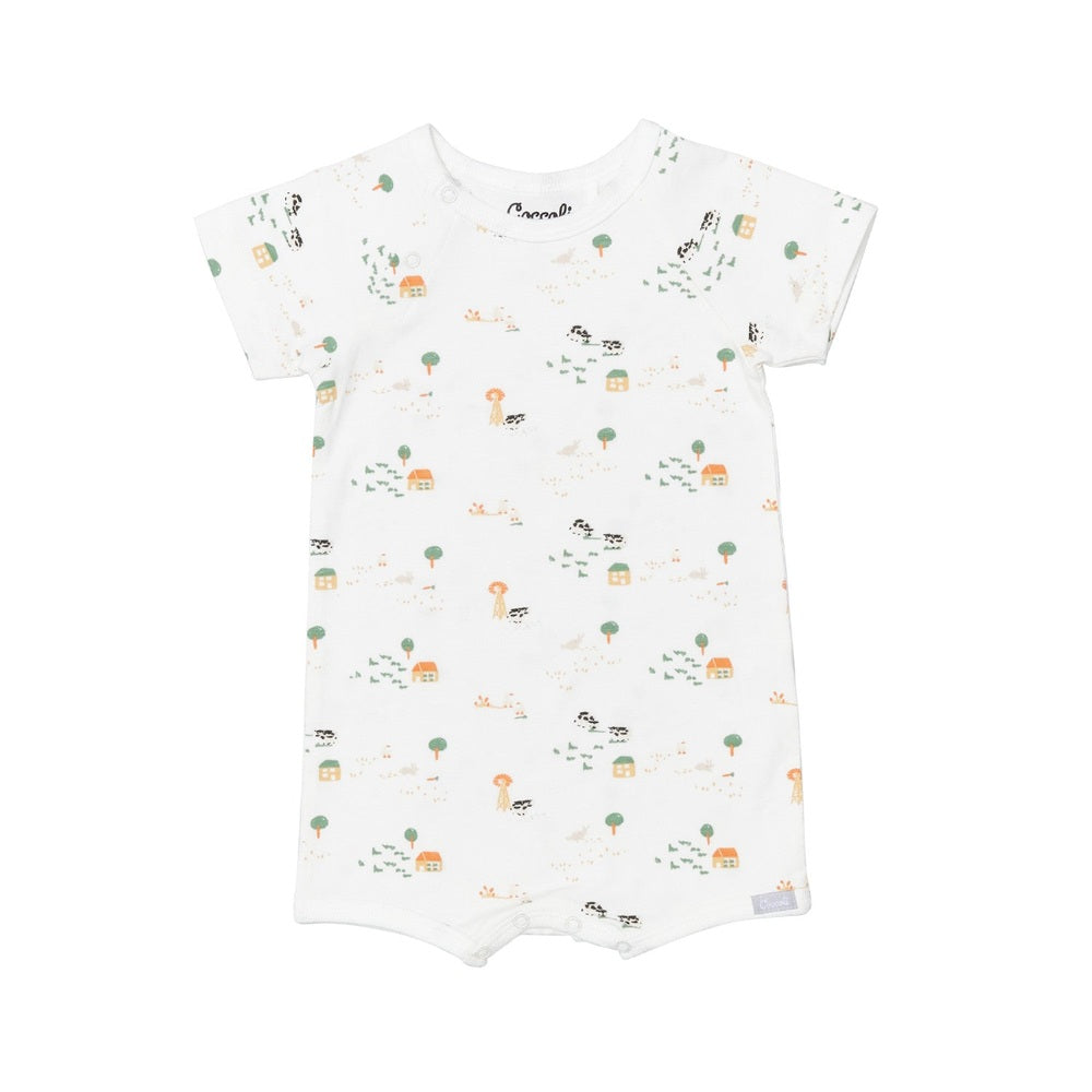 Coccoli Infant Cotton TENCEL™ Modal Romper Farm Animals On Cream
