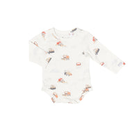 Coccoli Infant Cotton TENCEL™ Modal Romper Snowplows On Cream