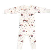 Coccoli Infant Cotton TENCEL™  Modal Unionsuit Tractors On Oat Milk