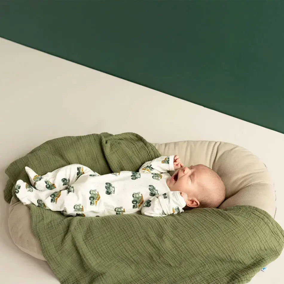 Coccoli Infant Cotton TENCEL™ Modal Zip Footie Cream Tractors