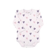 Coccoli Infant Long Sleeve Cotton TENCEL™ Modal Romper Hearts On Light Pink