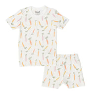 Coccoli Kid Cotton TENCEL™ Modal Short Sleeve Pyjama Carrots On Cream