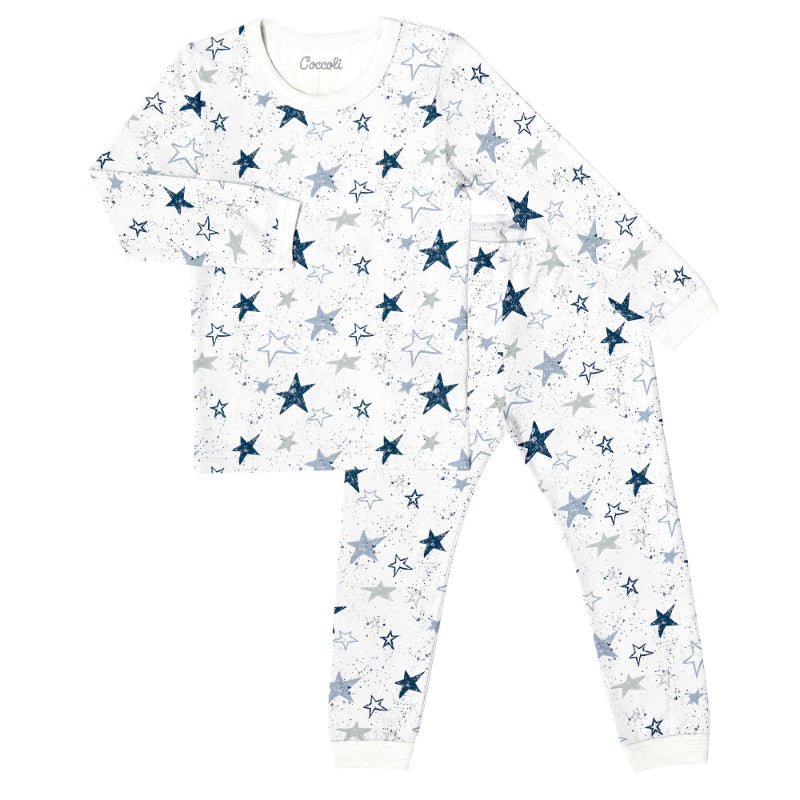 Coccoli Kid Long Sleeve Cotton TENCEL™ Modal Pyjama Stars On Cream