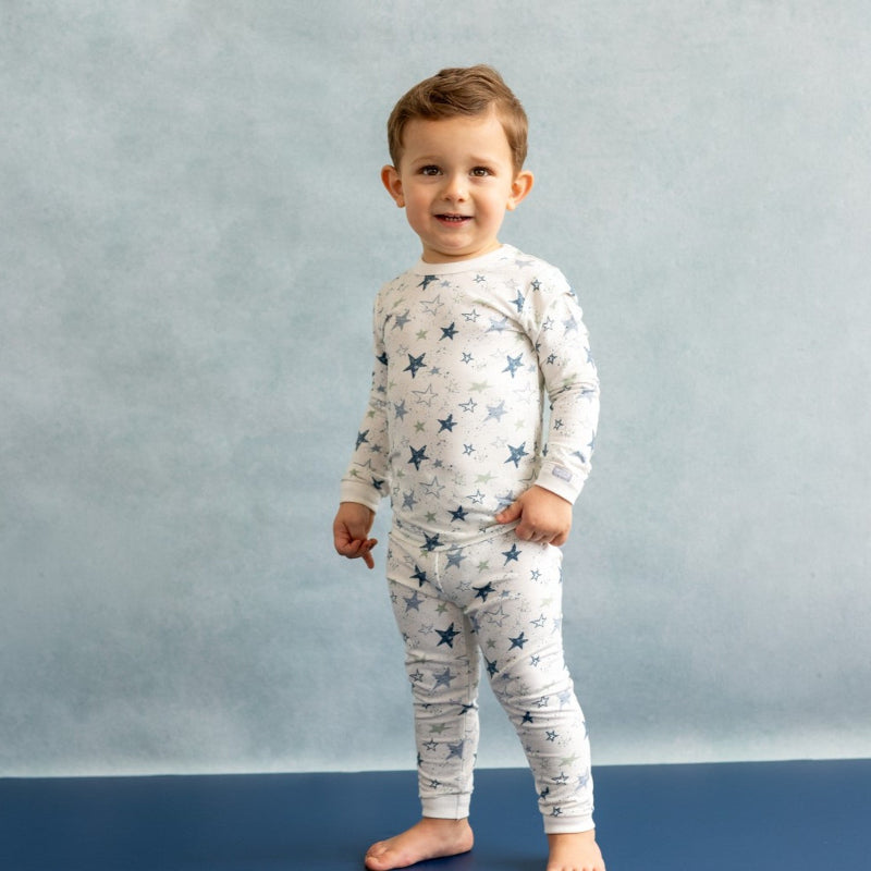 Coccoli Kid Long Sleeve Cotton TENCEL™ Modal Pyjama Stars On Cream