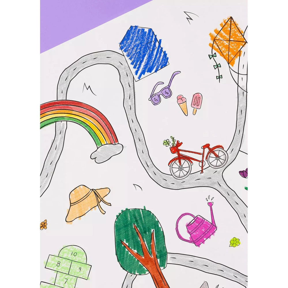 Detachable Seasons Sticky Coloring Poster Roll - 6 sheets