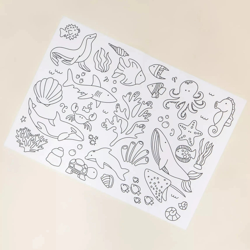 Coco Village Set of 4 Silicone Washable Coloring Placemats & Markers