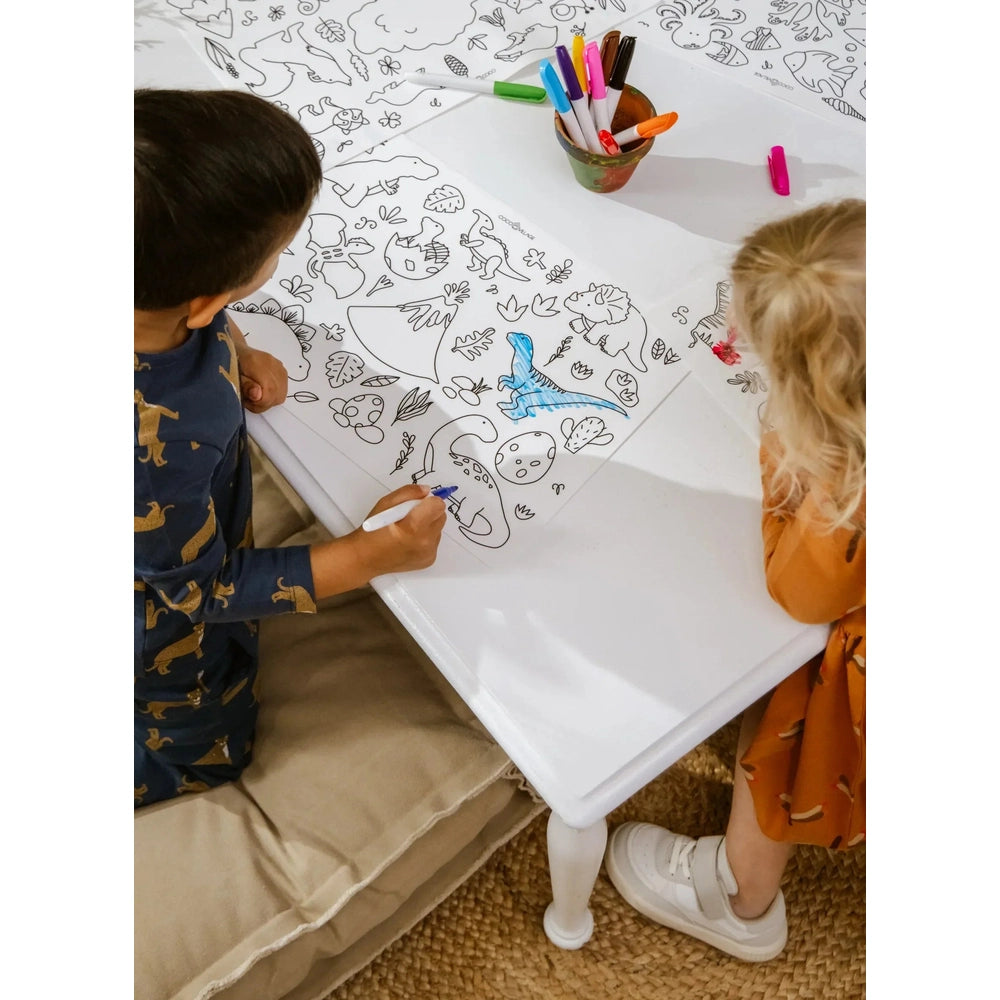 Set of 4 Silicone Washable Coloring Placemats & Markers