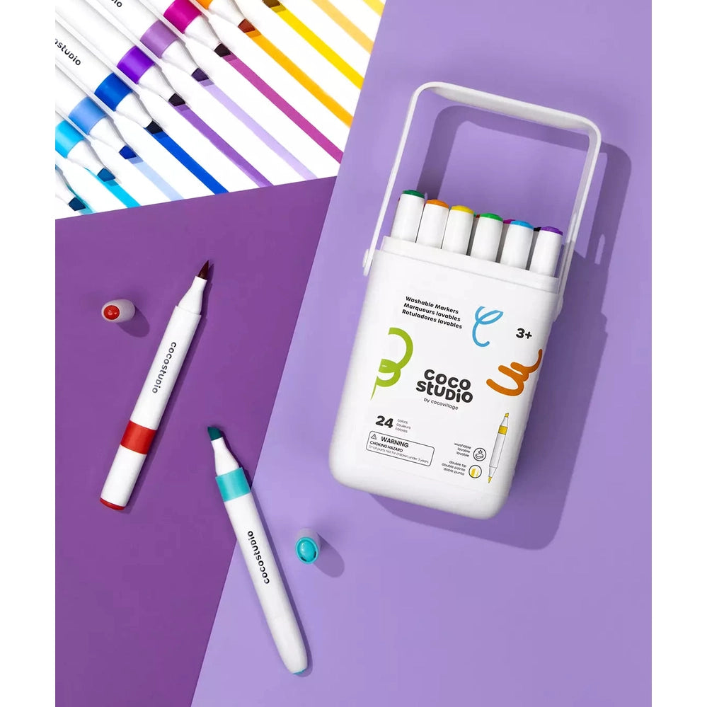 Washable Dual Tip Markers Set - 24 colors