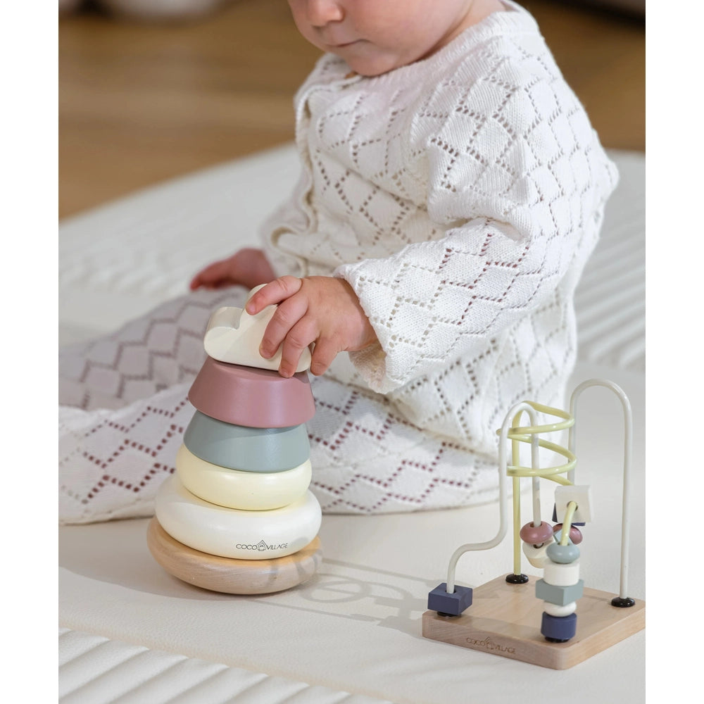 Wooden Baby Toy Gifting Set Stacking Rings & Bead Maze