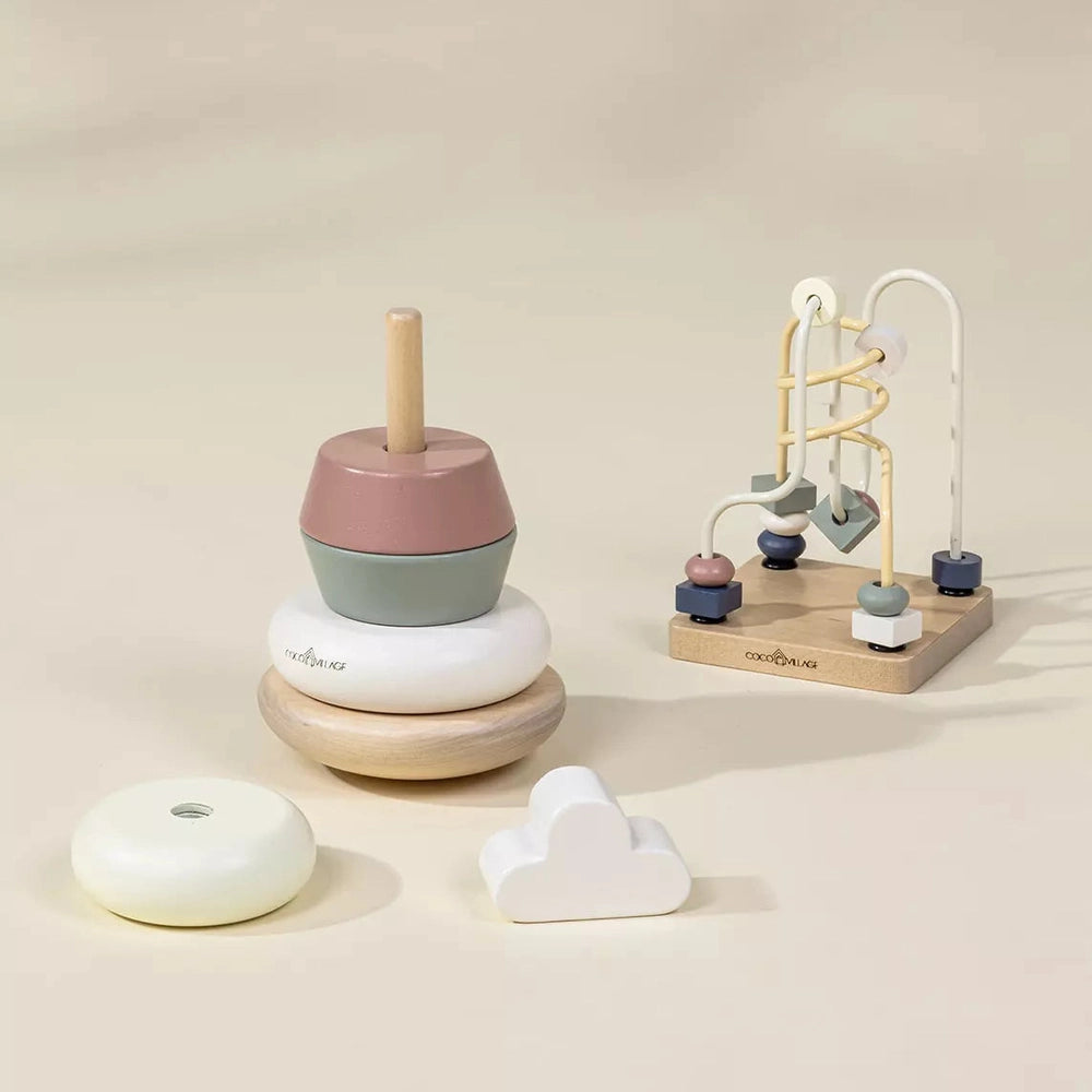Coco Village Wooden Baby Toy Gifting Set Stacking Rings & Bead Maze