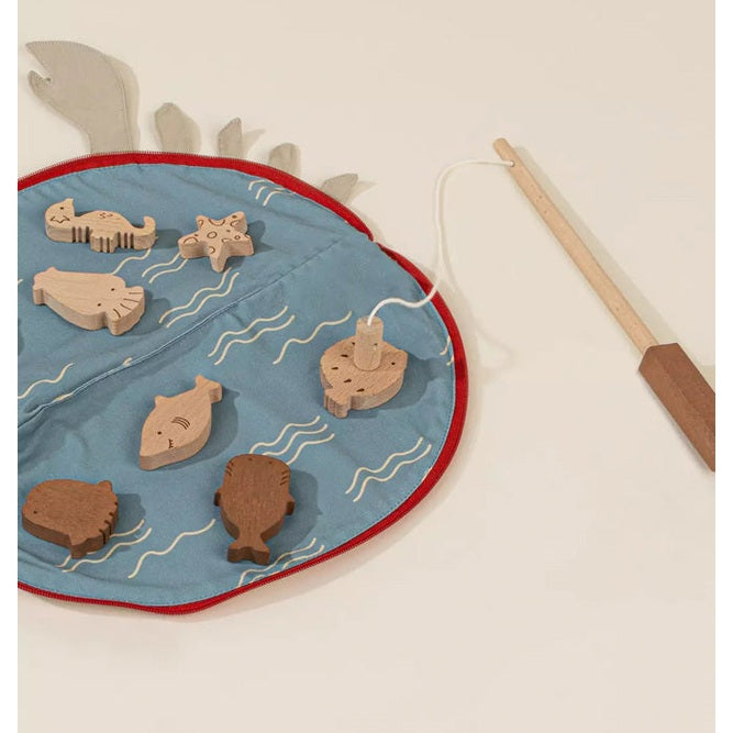 Coco Village Wooden Fishing Game with Bag