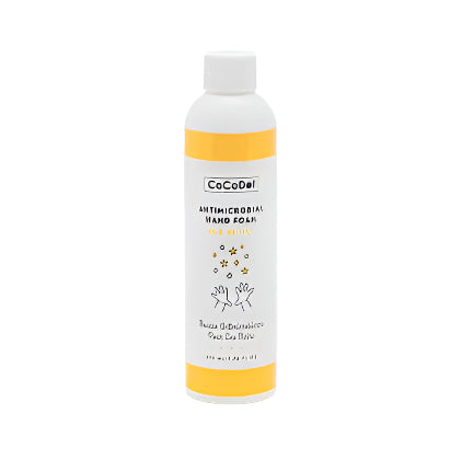 Cocodot Anti-Microbial Foaming Handwash Eco Refill bottle, white with yellow bands, 230 ml