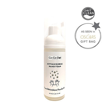 Cocodot Antimicrobial Foaming Hand Cleanser 50 ml bottle with pump dispenses foam.