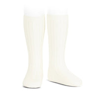 Condor Basic Rib Knee High Socks Beige