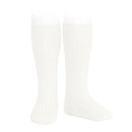 Condor Basic Rib Knee High Socks Cream