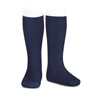 Condor Basic Rib Knee High Socks Navy