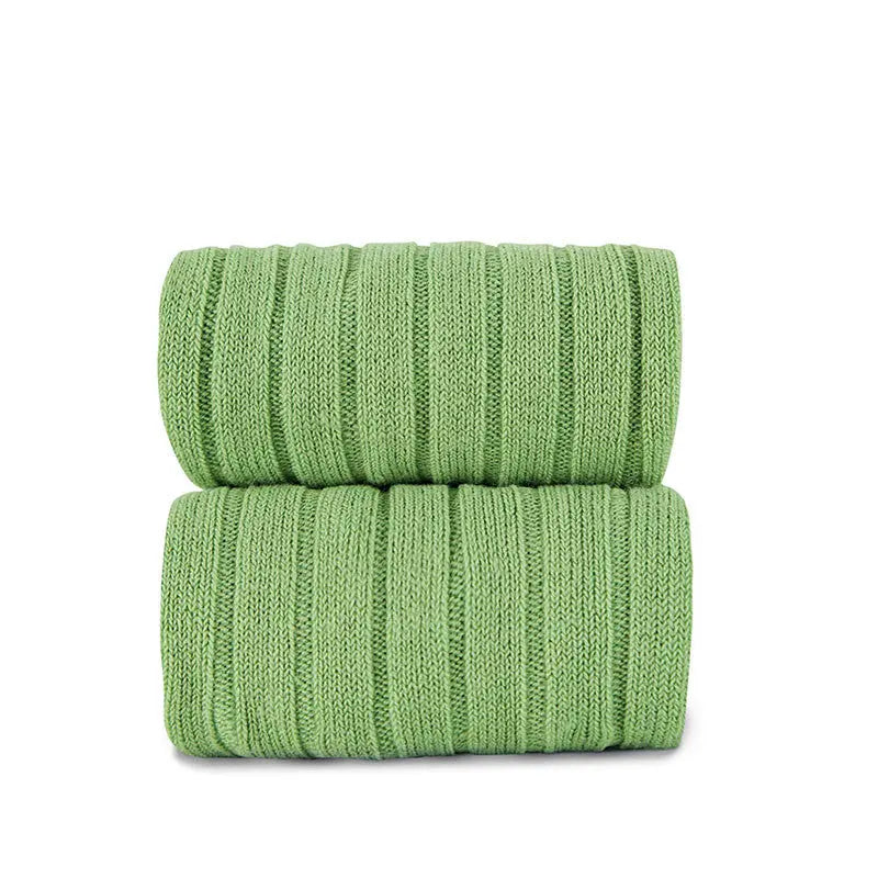 Condor Basic Rib Knee High Socks Pear, 2-pack, bright green rib-knit knee-highs folded and stacked.