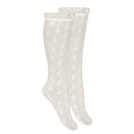 Condor Ceremony Silk Lace Knee High Tights White