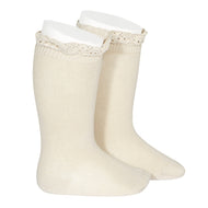 Condor Knee Socks With Lace Edging Cuff Linen