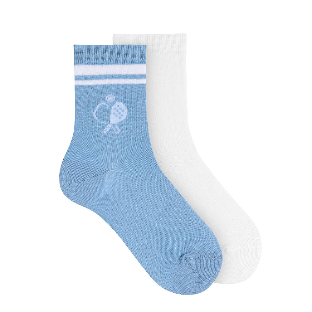 CONDOR Condor Padel Socks X 2 Blush Tennis racket embroidery with striped cuff and plain pair