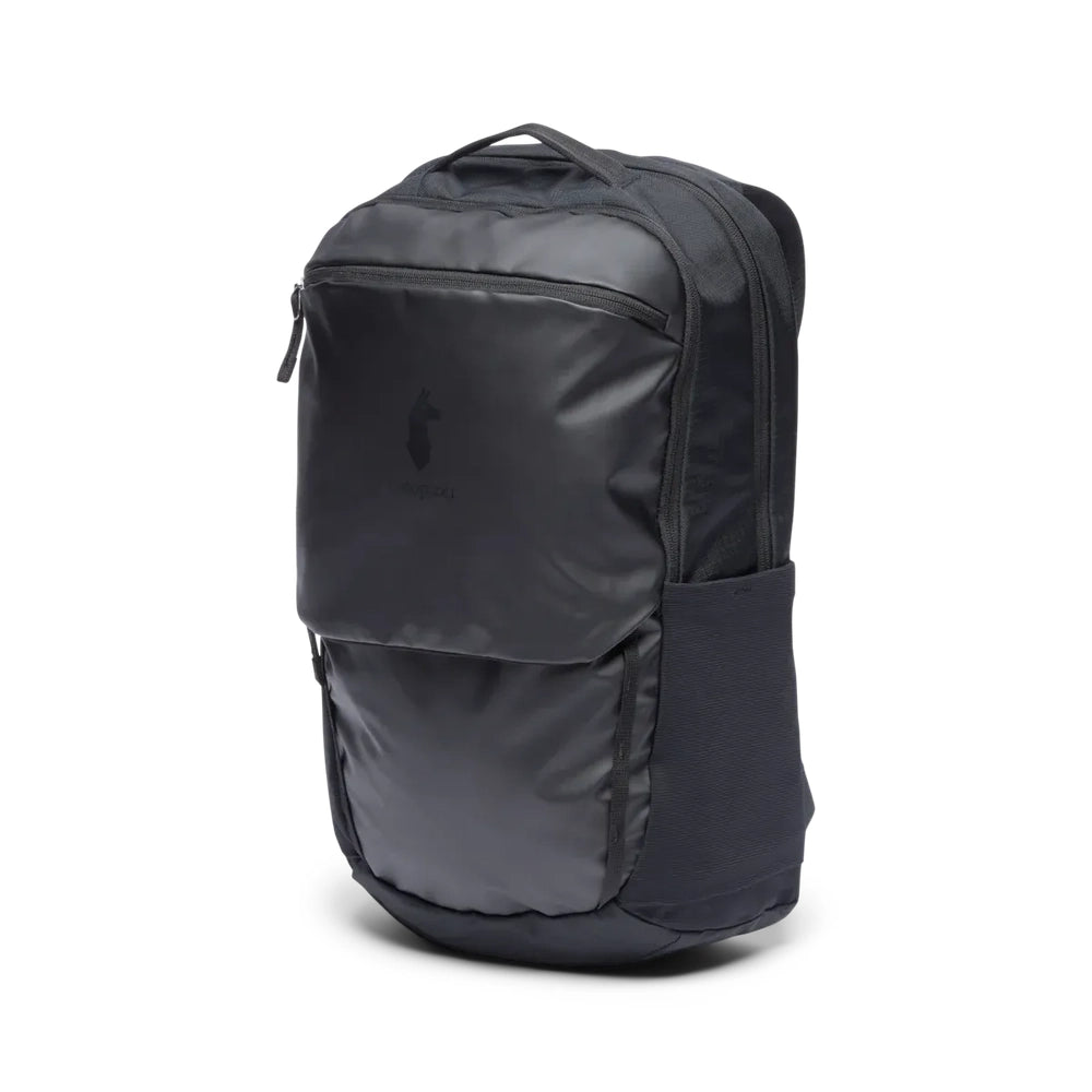 Cotopaxi Allpa 26L Daypack in Black with front zip pocket.