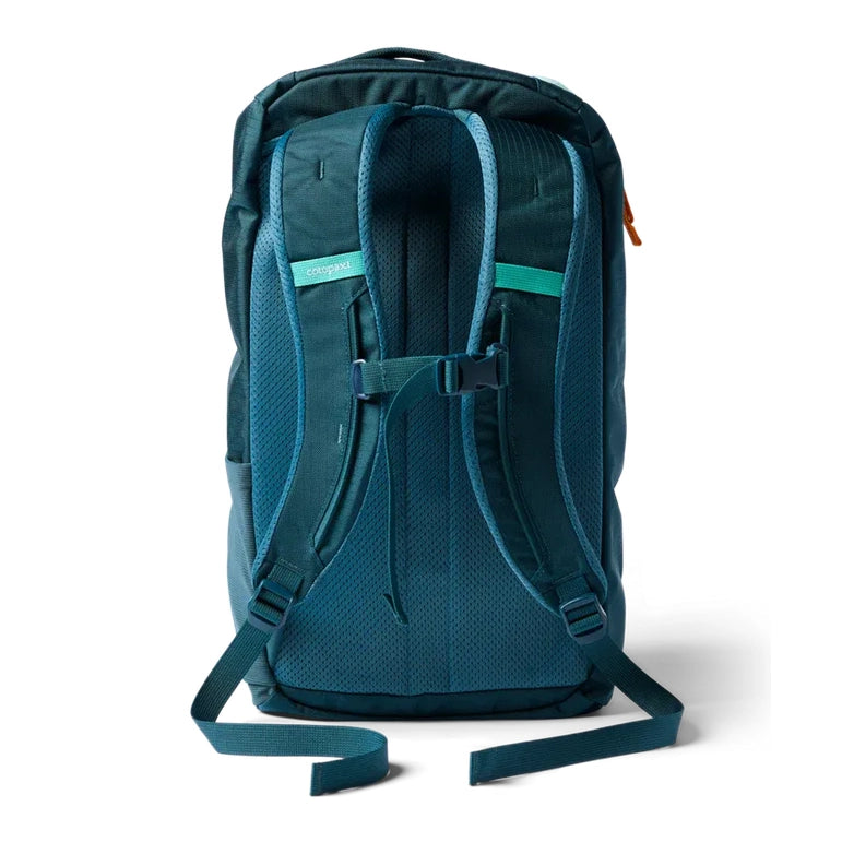Cotopaxi Allpa Mini 20L Travel Pack in Teal with padded mesh back panel