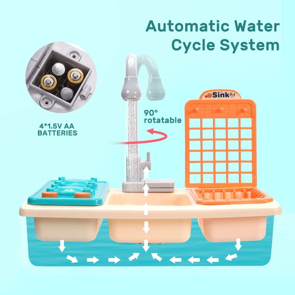 Cute Stone Kids Kitchen Sink Toy Playset